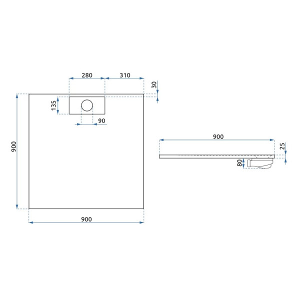 Душевой поддон REA Bazalt White 90x90 (REA-K3303)