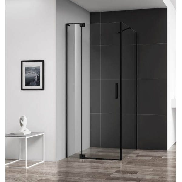 Душевой уголок Cezares Slider 90x80x195 стекло прозрачное, профиль черный (SLIDER-AH-1-80-90/100-C-NERO)