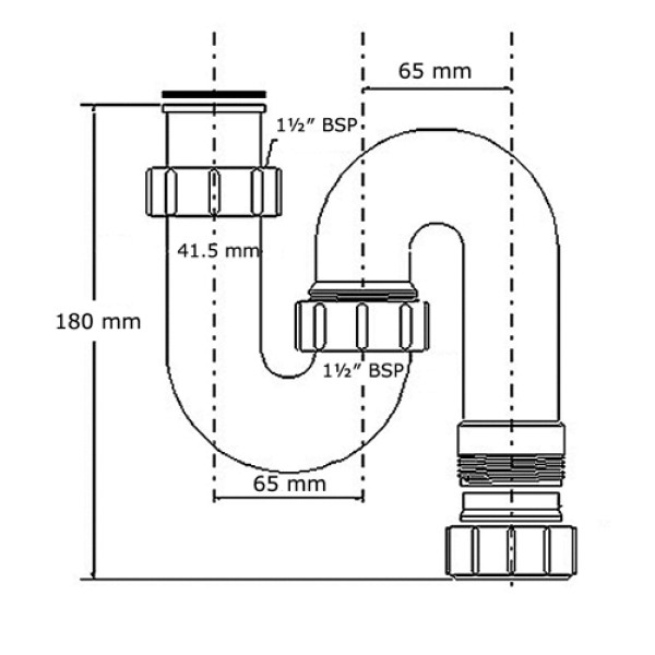 Сифон трубный S-образный McAlpine (1 1/2''х40мм, без выпуска, вертикальный) (MRSK11)