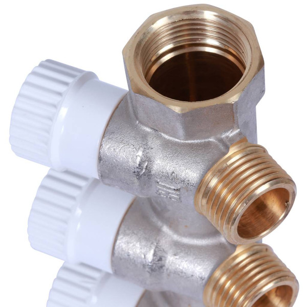 Коллектор 3 отвода регулируемый 1"x1/2" Stout (никель) (SMB-6852-011203)