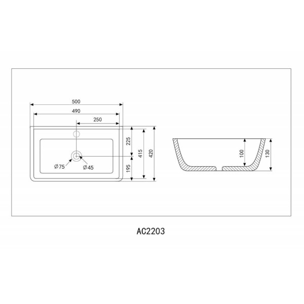 Раковина накладная ABBER Rechteck 50x42 белая (AC2203)