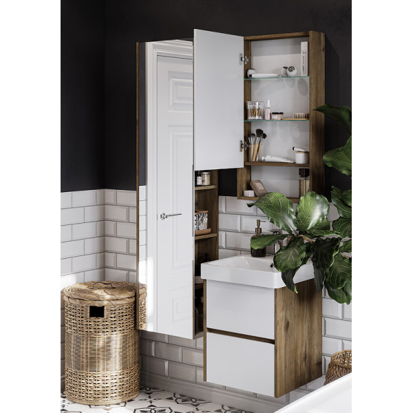 Шкаф зеркальный Aquaton Сканди 45 Белый/Дуб Рустикальный (1A252002SDZ90)