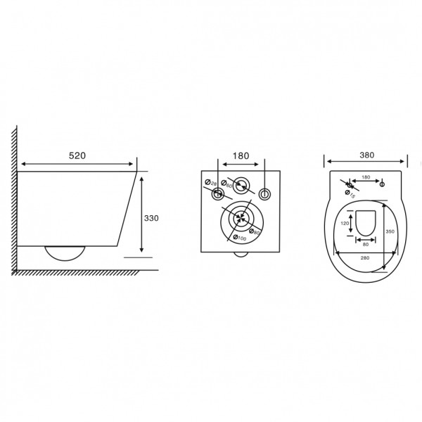 Унитаз подвесной Abber Bequem 520x380x330 белый (AC1127)