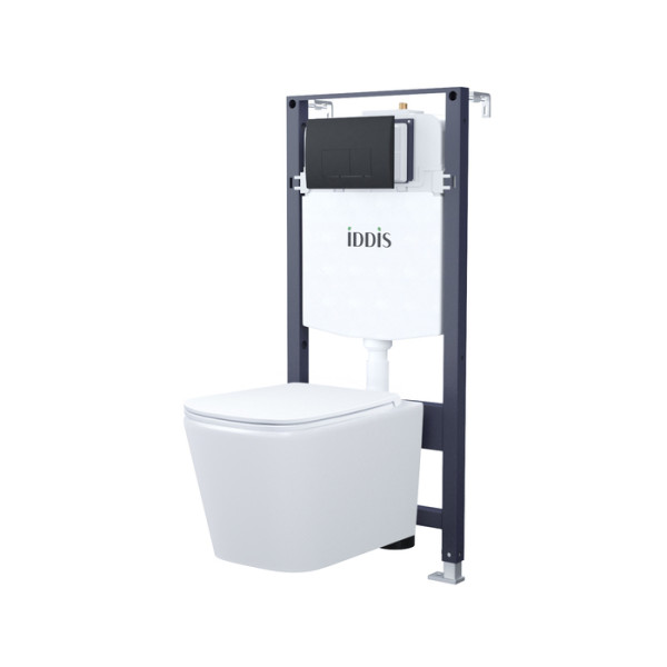 Комплект инсталляция с унитазом Iddis с клавишей смыва черная матовая (BASBI02i73)