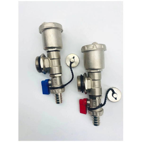 Тройник коллекторный в сборе 3/4" Vieir (тройник, воздухоотводчик, дренажный кран) (VR1107)