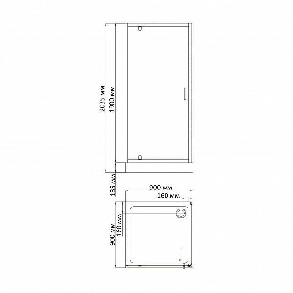 Душевой уголок BandHours Master 90 90х90 поддон в комплекте, стекло прозрачное, профиль хром