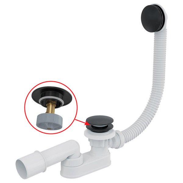 Обвязка для ванны автомат Click Clack, черный-мат Alcadrain (A507BLACK-80)