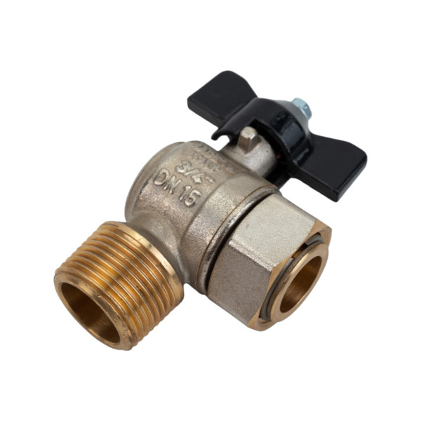 Кран угловой Stout 3/4"x3/4" НР шаровой с накидной гайкой (ручка бабочка) (SVB-0010-000020)