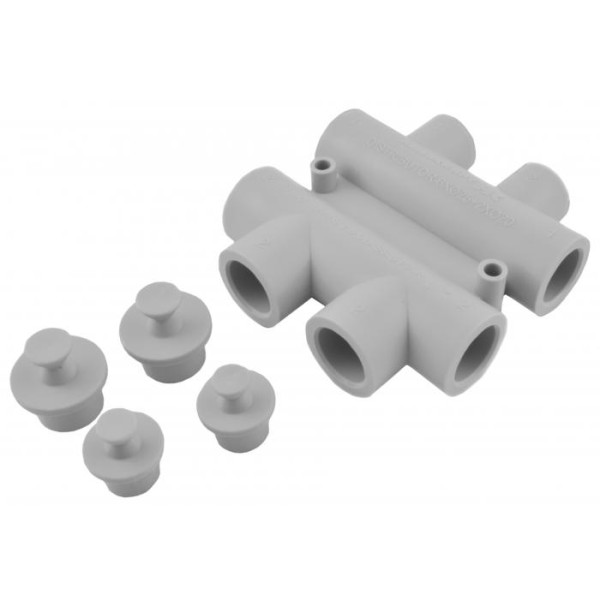 Блок распределительный PP-R Heisskraft 25*20 мм. (с заглушками) (7052520) Блок распределительный PP-R Heisskraft 25*20 мм. (с заглушками) (7052520)