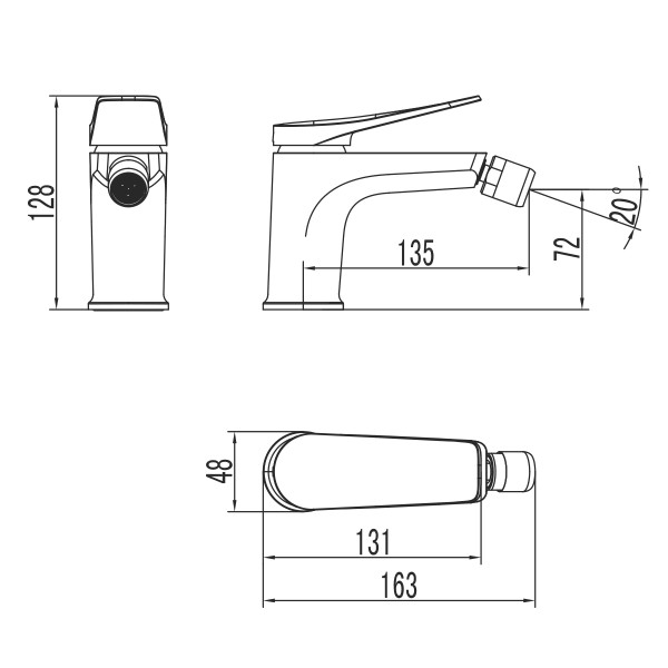 Смеситель для биде Lemark Bronx черный с гигиеническим душем (LM3708BL)