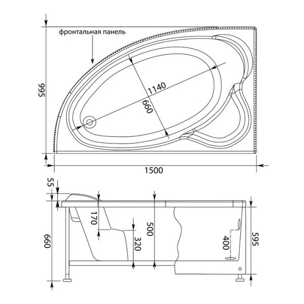Экран фронтальный для ванны Aquanet Mayorca 150 L