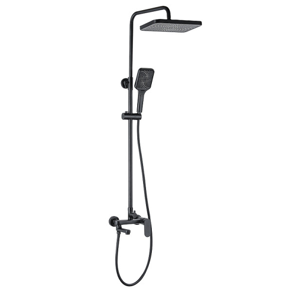 Душевая система Azario Arizona Square с лейкой, со смесителем, с изливом черный (AZ-20BS)