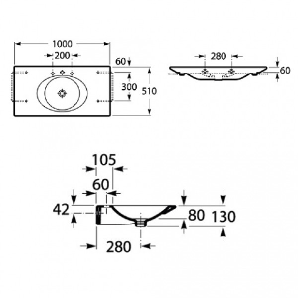 Раковина подвесная Roca Kalahari 1000х510х130 (327897000) Раковина подвесная Roca Kalahari 1000х510х130 (327897000)