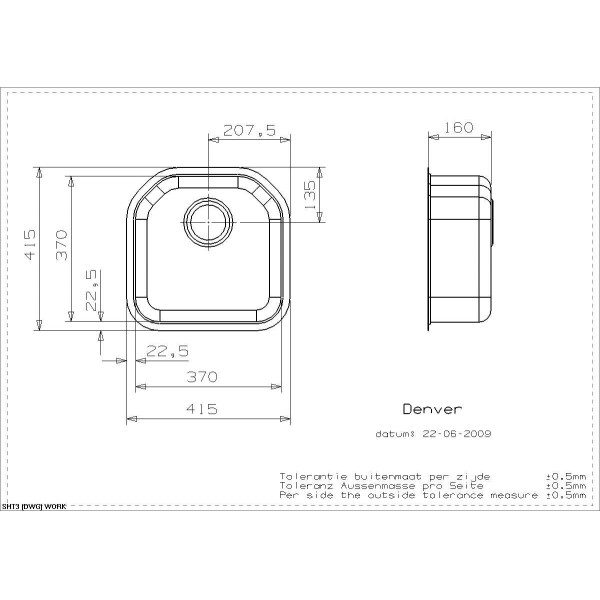 Мойка для кухни врезная Reginox Denver L 415x415
