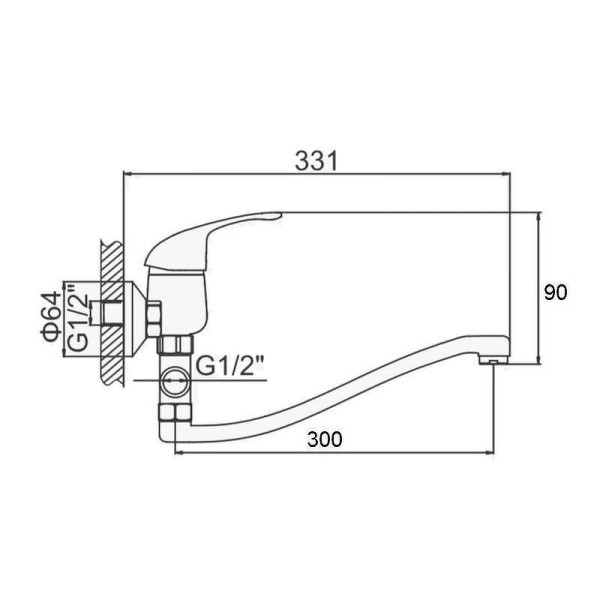 Смеситель для ванны и душа Dlin хром (D140628)