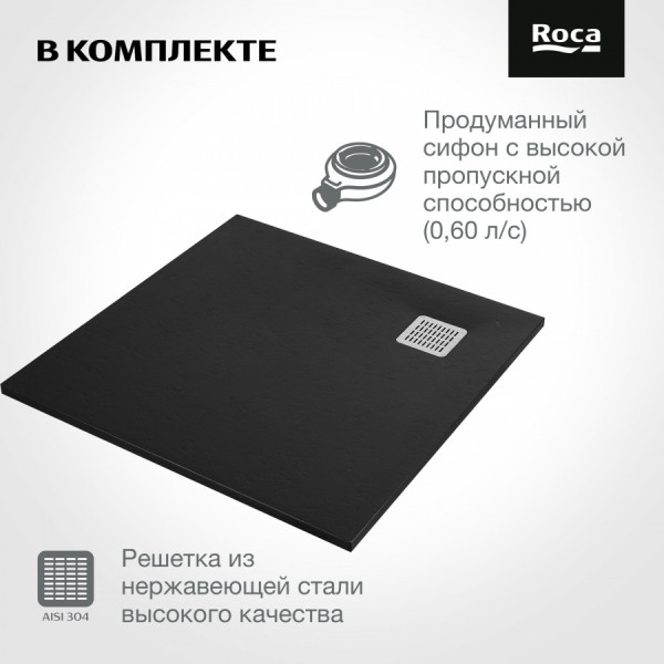Душевой поддон Roca Terran 90x90x28 профиль черный (AP1033843840140)