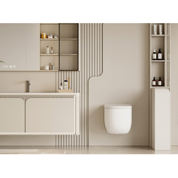 Унитаз подвесной Abber Bequem матовый, безободковый, смыв торнадо белый (AC1104TMW) Унитаз подвесной Abber Bequem матовый, безободковый, смыв торнадо белый (AC1104TMW)