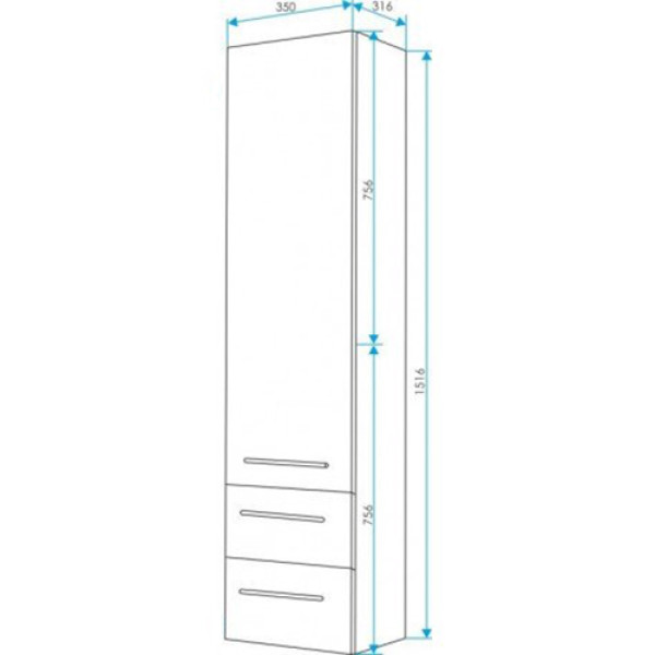 Пенал подвесной 1Marka Соната 350*316*1516 белый (У78470)