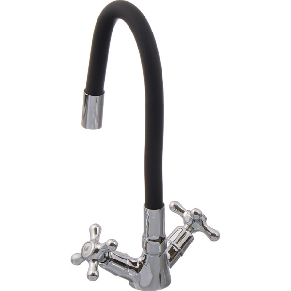 Смеситель для кухни Ex-promt Cross с гибким изливом, хром (Ex102.2-01 black)