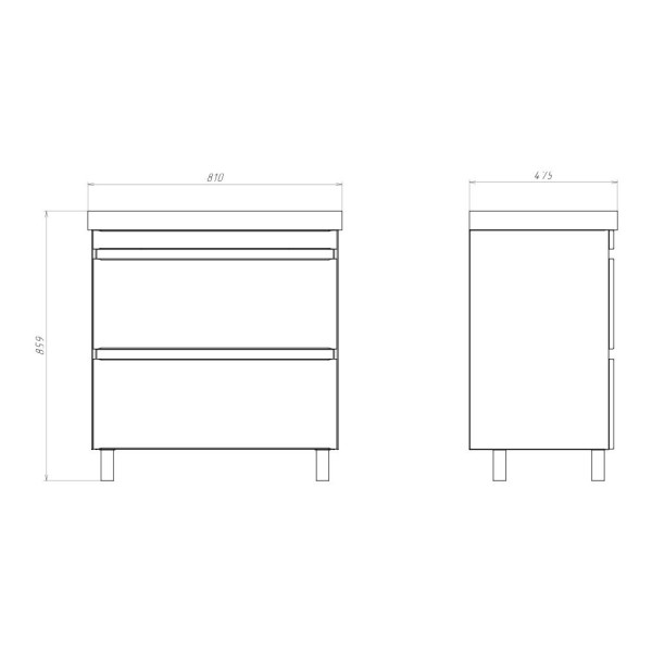 Тумба напольная Comforty Мадрид 810x860x475 серый шелк матовый с раковиной (00-00019070)