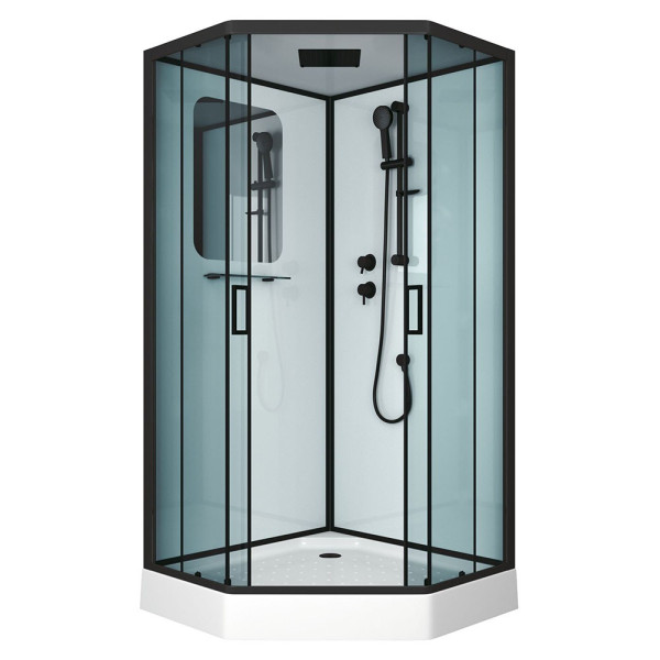 Душевая кабина Niagara Premium 1000*1000*2200 стекло прозрачное, профиль черный (NG-6902-01D BLACK)