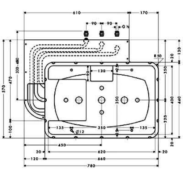 Скрытая часть для смесителя Hansgrohe Raindance Rainmaker 680x460 (28414180)