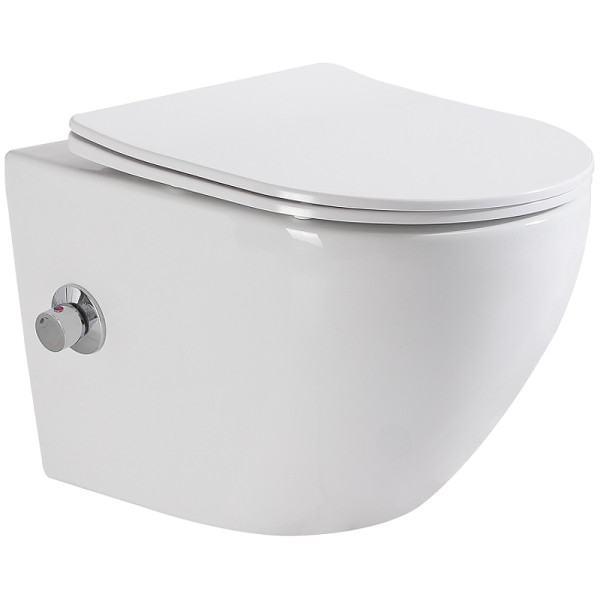 Унитаз подвесной BelBagno Uno безободковый с функцией биде и смесителем (BB3105CHR-BS/SC) Унитаз подвесной BelBagno Uno безободковый с функцией биде и смесителем (BB3105CHR-BS/SC)