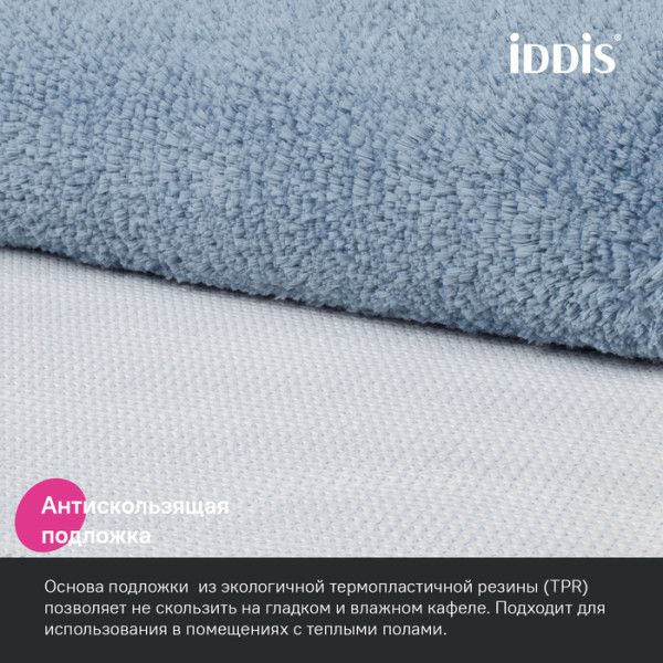 Коврик для ванной комнаты 50x80 микрофибра синий Iddis (BSQS03Mi12)