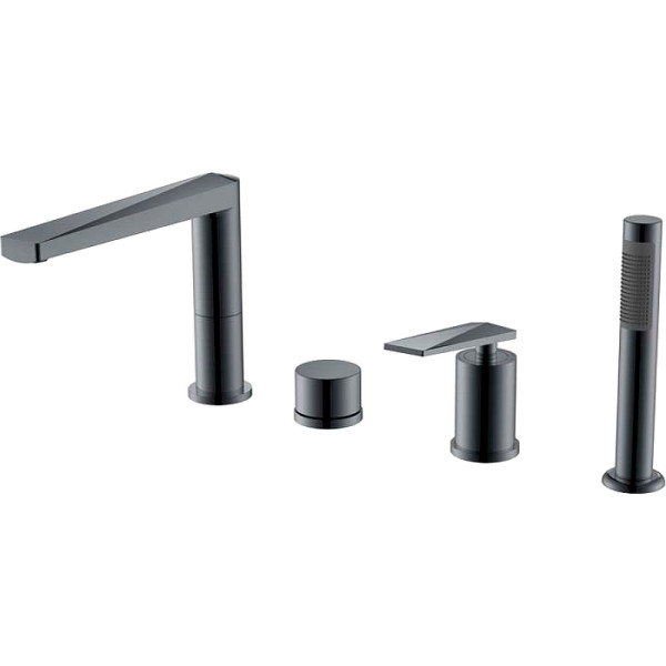 Смеситель на борт ванны Boheme Venturo с душевым гарнитуром хром темный (370-SGM) Смеситель на борт ванны Boheme Venturo с душевым гарнитуром хром темный (370-SGM)