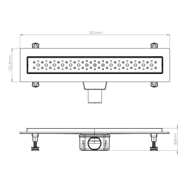 Лоток душевой 500 мм. Nova (боковой слив 360° D50, сухой затвор, решетка из нерж.ст / пузырьки) (5650.004)