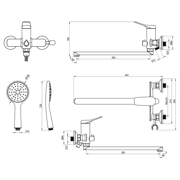 Смеситель для ванны и душа Lemark Ortus хром (LM11351C)
