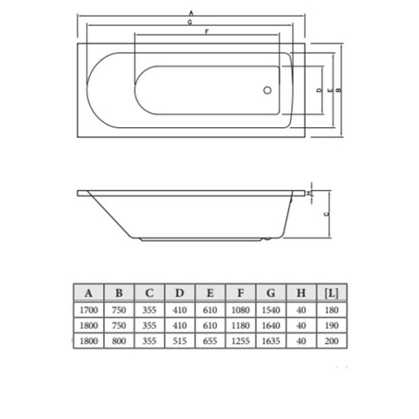 Ванна акриловая C-Bath Geba 170x75 белая (CBQ009001)