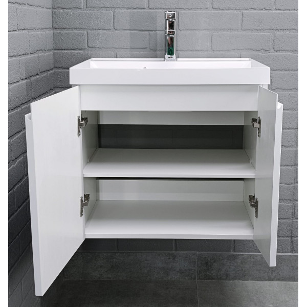 Тумба подвесная под умывальник Bazis 60 Graffo белый глянец без ящика Домино (DGr2405T)