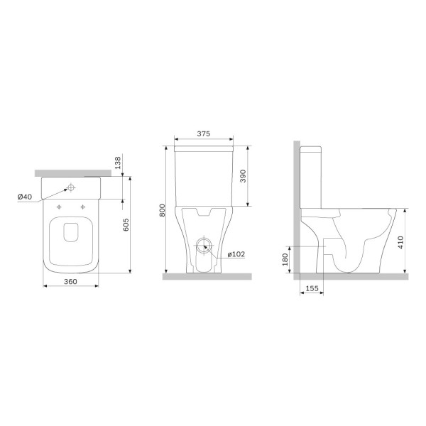 Унитаз-компакт AM.PM Gem безободковый с сиденьем микролифт (C908601SC)