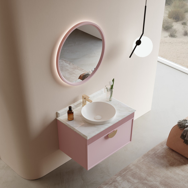 Тумба подвесная Orka Molino 820x550x530 с раковиной розовый матовый (5004612)