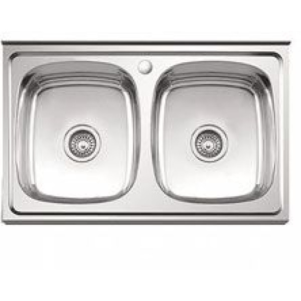 Мойка врезная Ledeme 800x600x180 (0.8мм) выпуск 3 1/2" двойная глянцевая (L98060B)