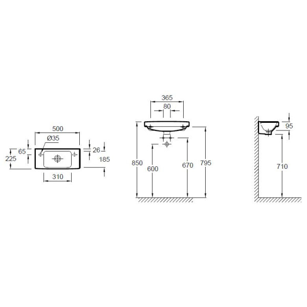 Раковина подвесная Jacob Delafon Odeon UP 225х500х95 R (E4701R-00)