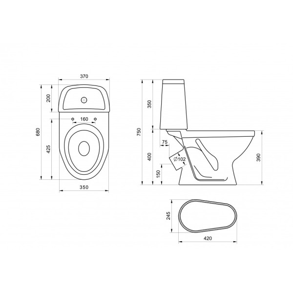 Унитаз-компакт Santeri Соната голубой 370x680x760 с сиденьем полипропилен голубой (1.P201.2.S06.00B.F)