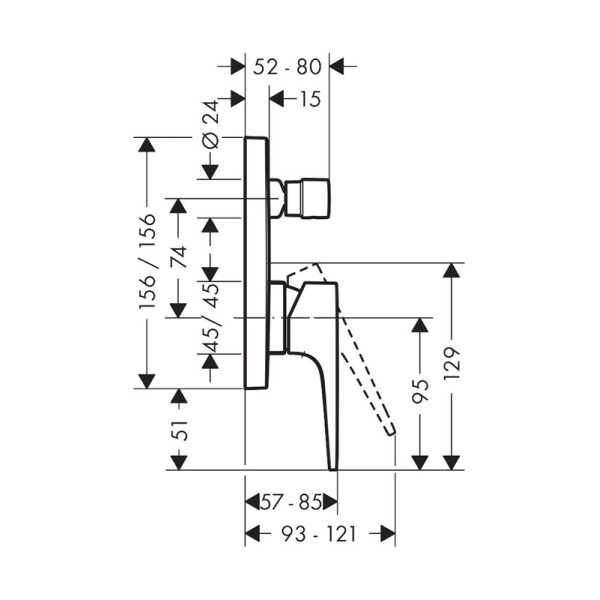 Смеситель для ванны Hansgrohe Metropol с рычаговой рукояткой СМ матовый белый (32545700)