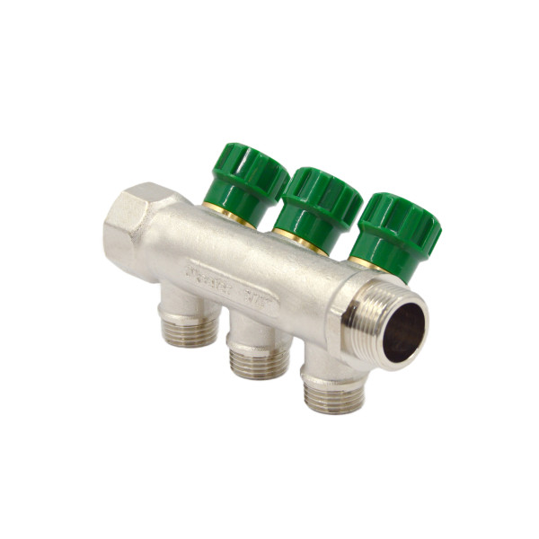 Коллектор 3 отвода регулируемый 3/4"х1/2(16) Okseler (никель) (oks00376) Коллектор 3 отвода регулируемый 3/4"х1/2(16) Okseler (никель) (oks00376)