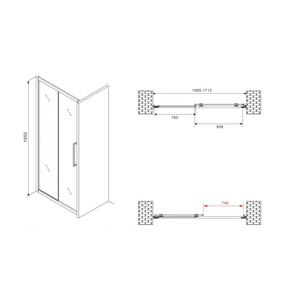 Душевая дверь Abber Schwarzer Diamant 170x195 стекло матовое, профиль черный (AG30170BMH) Душевая дверь Abber Schwarzer Diamant 170x195 стекло матовое, профиль черный (AG30170BMH)