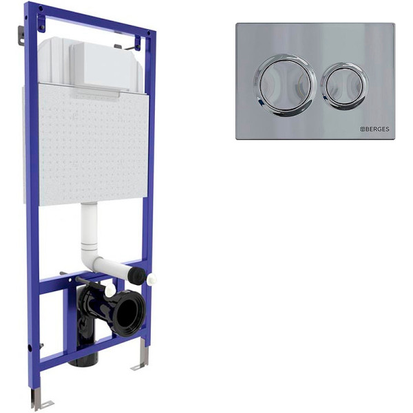 Инсталляция для подвесного унитаза Berges NOVUM O3 с клавишей (040263) хром глянец