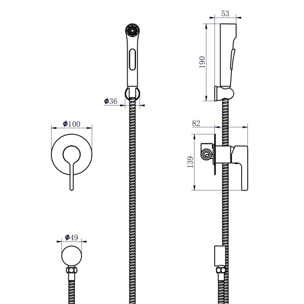 Смеситель с гигиеническим душем Voda Column хром (CLM83H)
