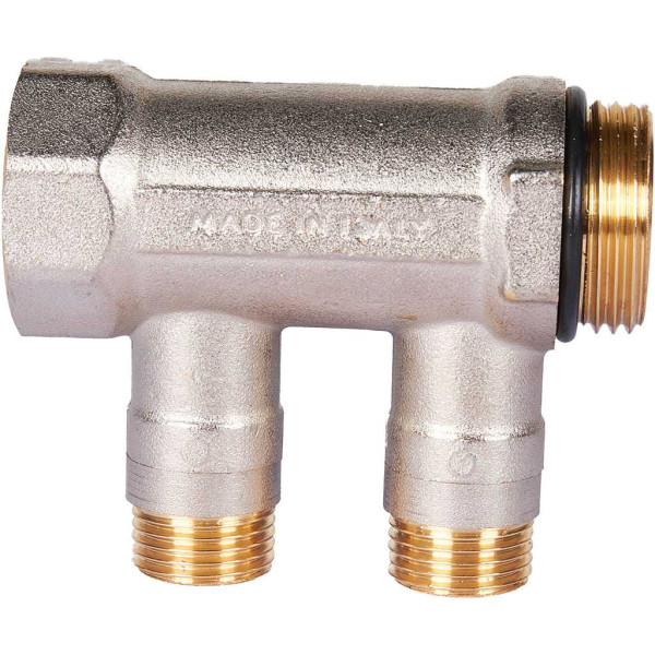 Коллектор 2 отвода с шаровыми клапанами 1"x1/2"(16) Stout (никель, синие ручки) (SMB-6211-011202) Коллектор 2 отвода с шаровыми клапанами 1"x1/2"(16) Stout (никель, синие ручки) (SMB-6211-011202)