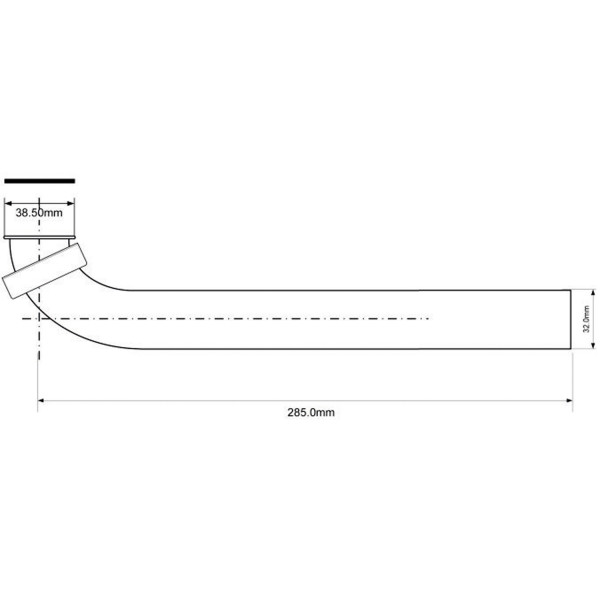 Труба отводная металлическая под 90° 1 1/4"*32 мм. (L 285 мм., хром) McAlpine (HC12L-32-CB)