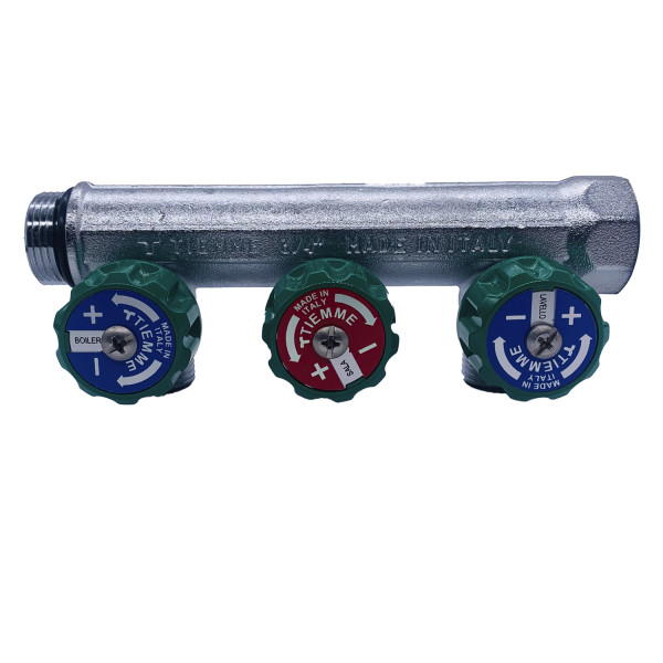 Коллектор проходной регулируемый Tiemme Maxima Corner (1850002 / 1871K) 3/4" ВР-НР , 3 отвода 1/2" евроконус Коллектор проходной регулируемый Tiemme Maxima Corner (1850002 / 1871K) 3/4" ВР-НР , 3 отвода 1/2" евроконус