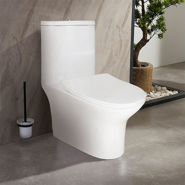 Унитаз напольный Sente безободковый моноблок с сиденьем микролифт с функцией биде 650x380x770 (AZ-8614B)