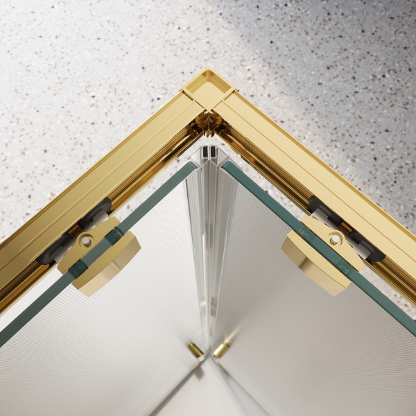 Душевой уголок BelBagno Luce 90x90x195 стекло рифленое бронзовое, профиль золото глянцевое (LUCE-A-2-90-P-ORO)