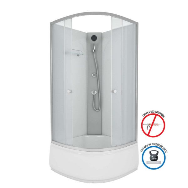 Душевая кабина Eco 90x90 стекло матовое, профиль хром матовый (E90/40/MT/BK)