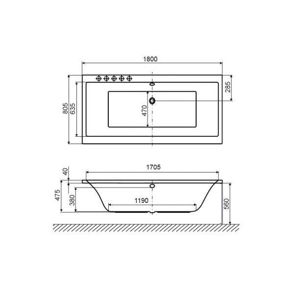 Ванна акриловая Excellent Pryzmat 180x80 (WAEX.PRY18WH)